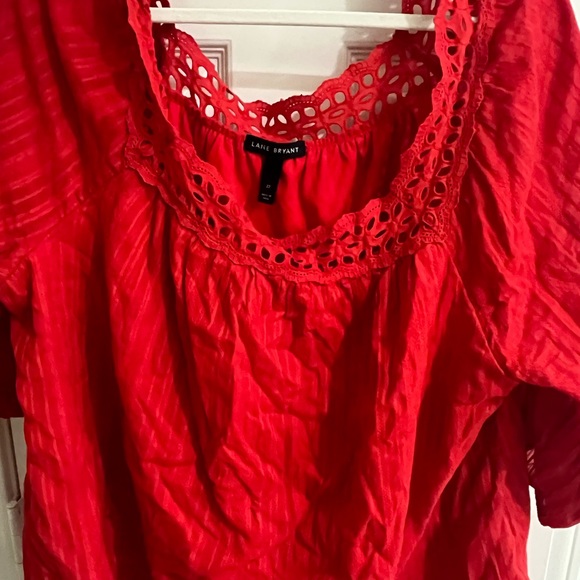 Lane Bryant Fun and flirty red blouse! Like New! Crochet-style details. 22W - Picture 1 of 3